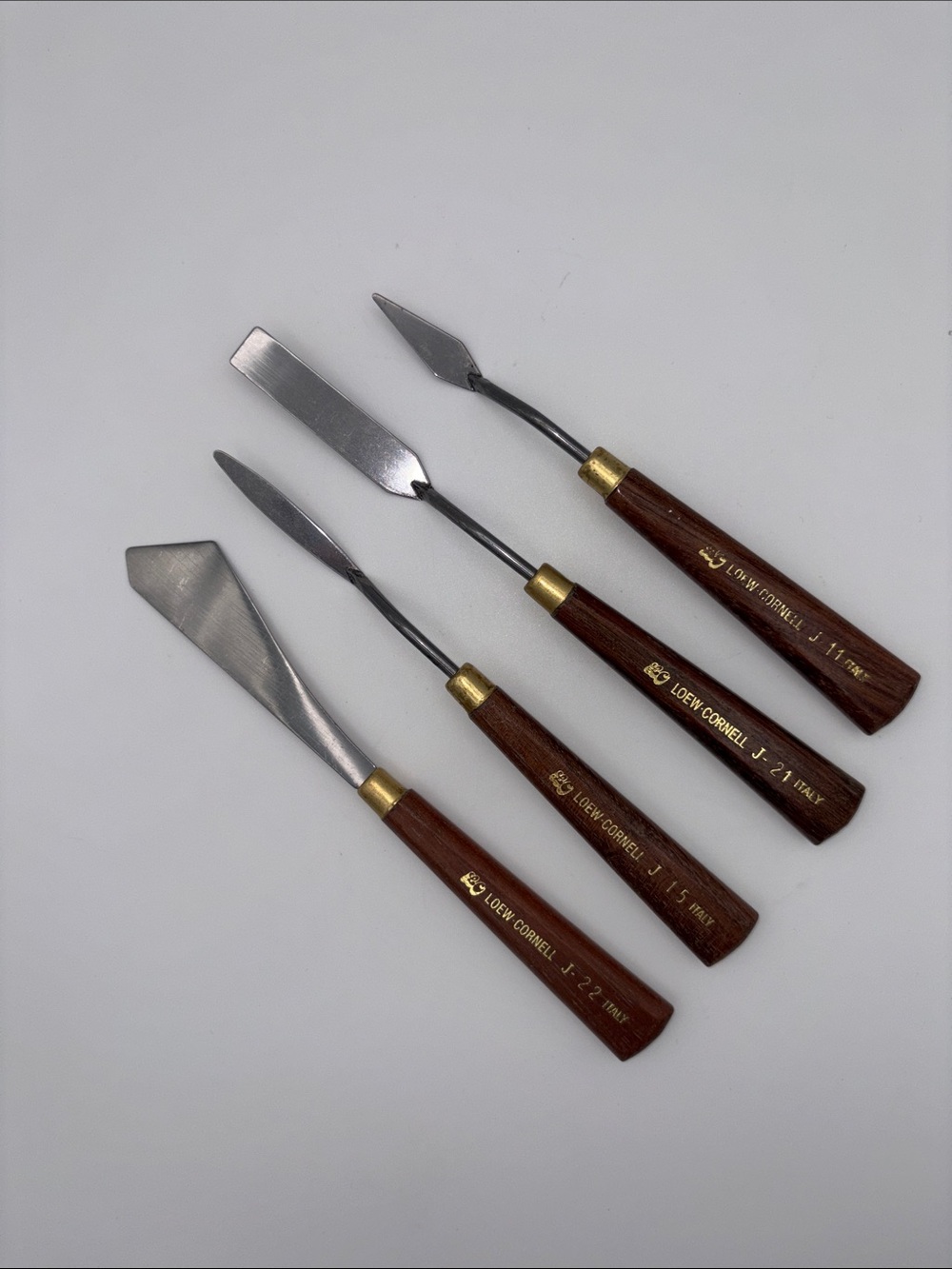 Loew-Cornell Wood Handle Metal Palette Paint Knives Italy Set of 4